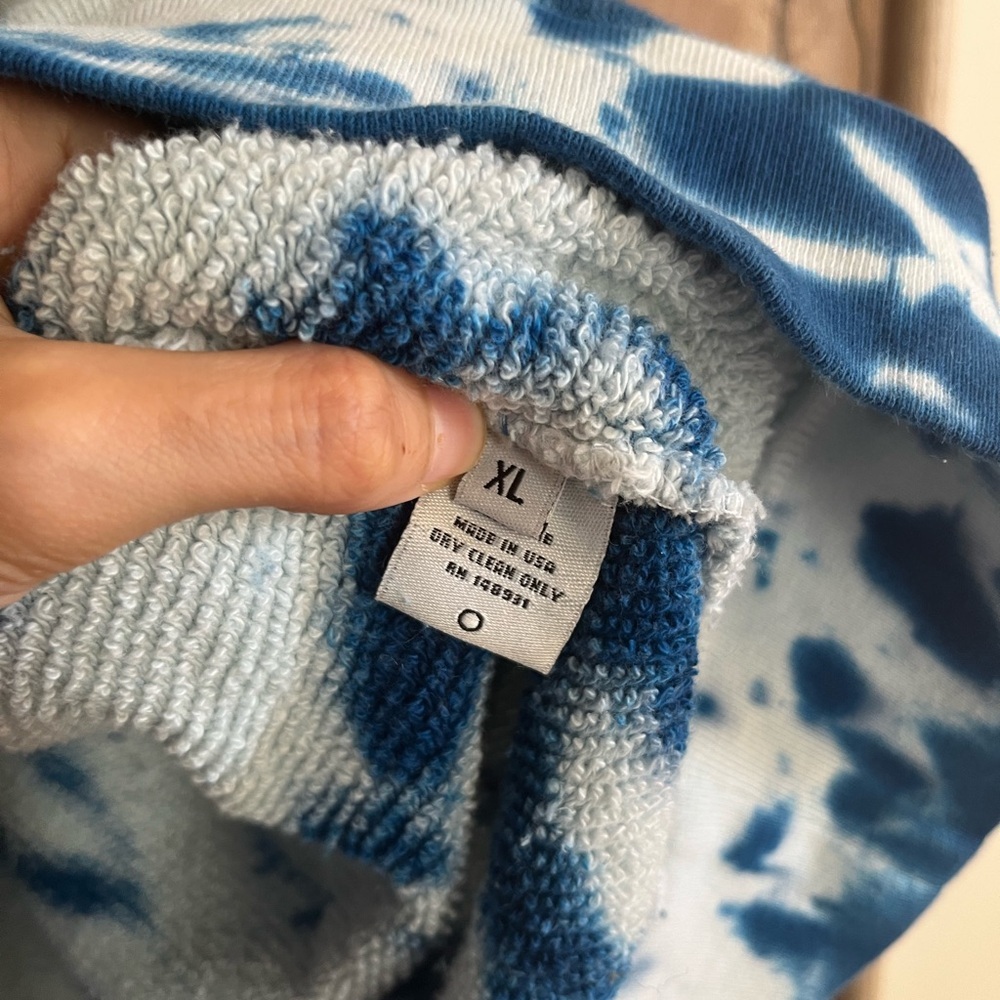THE ELDER STATESMAN True Blue Tie-Dye Cotton & Cashmere Terry Hoodie - XL - Picture 9 of 16